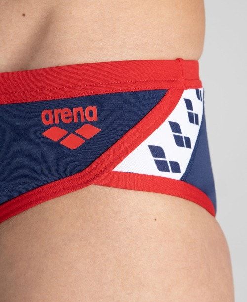 Arena Team Stripe Brief Miesten Alushousut Laivastonsininen Punainen | 19803AOUM