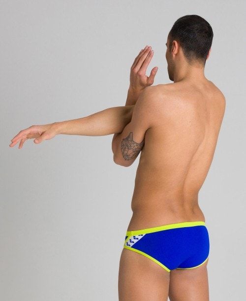 Arena Team Stripe Brief Miesten Alushousut Sininen Vihreä | 51249INBU