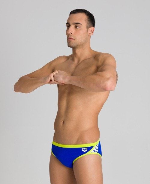 Arena Team Stripe Brief Miesten Alushousut Sininen Vihreä | 51249INBU