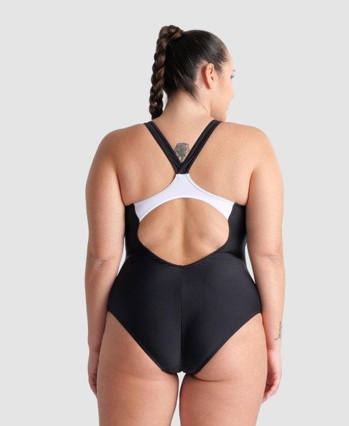 Arena Threefold V Back Plus One Piece Naisten Body Mustat Valkoinen | 86794TRWA