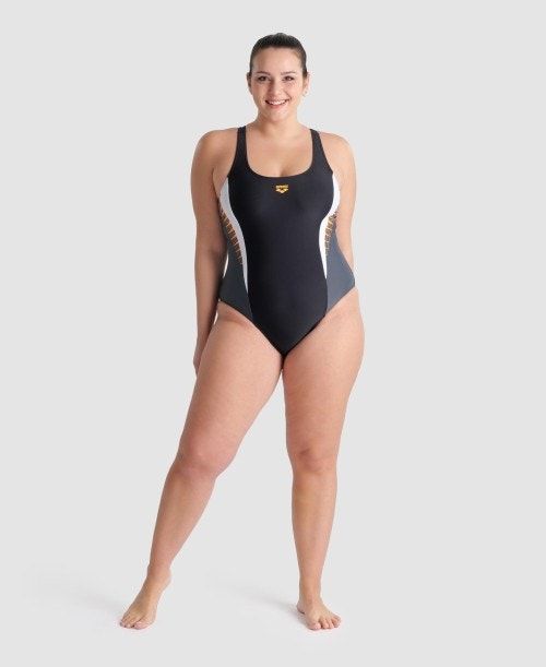 Arena Threefold V Back Plus One Piece Naisten Body Mustat Valkoinen | 86794TRWA