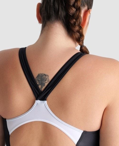 Arena Threefold V Back Plus One Piece Naisten Body Mustat Valkoinen | 86794TRWA