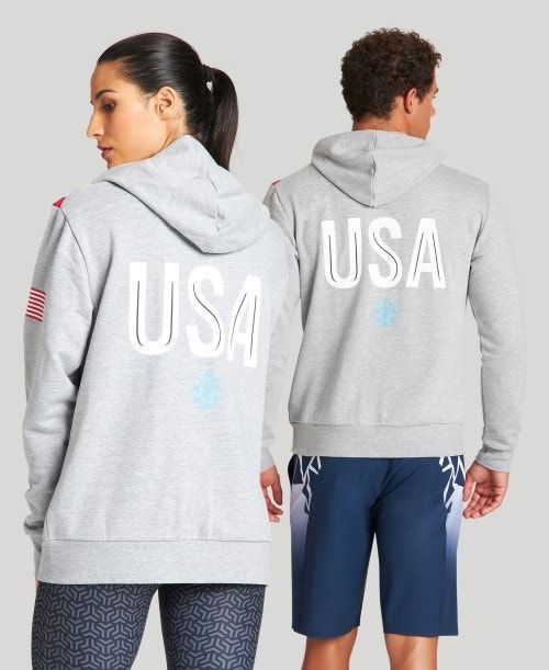 Arena Usa Swimming Team Kit Hooded Zip Jacket Miesten Takit Harmaat | 72598ZTDB