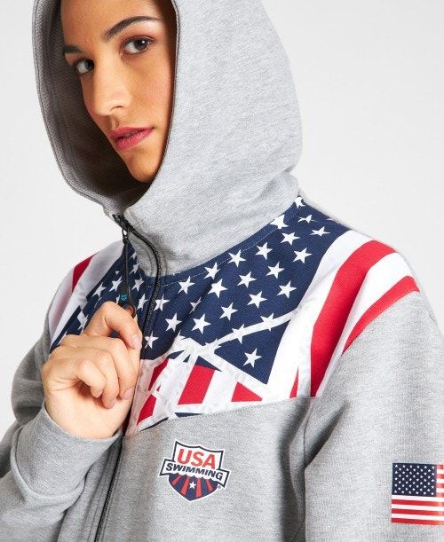 Arena Usa Swimming Team Kit Hooded Zip Jacket Miesten Takit Harmaat | 72598ZTDB