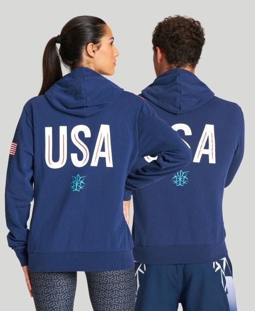 Arena Usa Swimming Team Kit Hooded Zip Jacket Miesten Takit Laivastonsininen | 51820WFHC