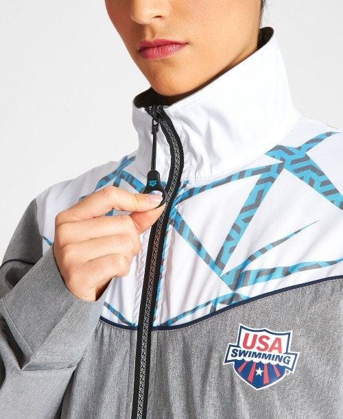 Arena Usa Swimming Team Kit Og Demin Warm Up Jacket Miesten Takit Harmaat Sininen | 10826AIEN