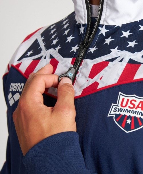 Arena Usa Swimming Team Kit Warm Up Jacket Miesten Takit Laivastonsininen Valkoinen | 02468DHFI