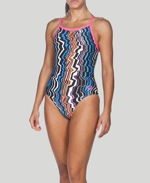 Arena Zig Zag Light Drop Back - Maxlife Naisten Uimapuvut Mustat Pinkki | 72143EWUV